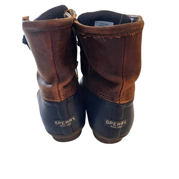 Sperry Women’s Brown Leather & Navy Waterproof Duck Boots Size 8 M - Picture 7 of 8